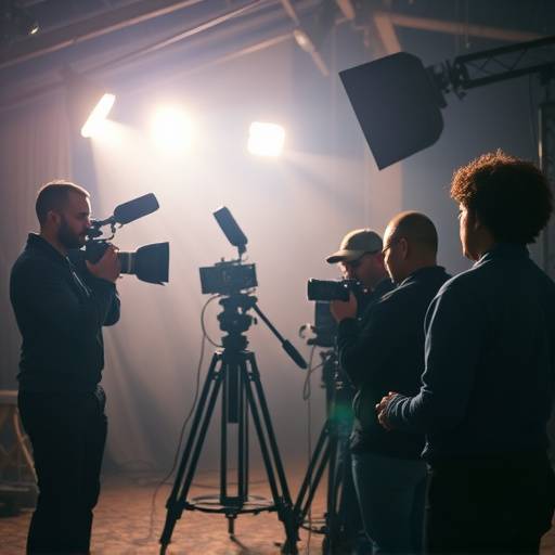 El equipo de Visionaria Films trabajando en un set de video