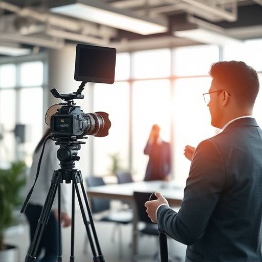 Grabación de un video corporativo en una oficina