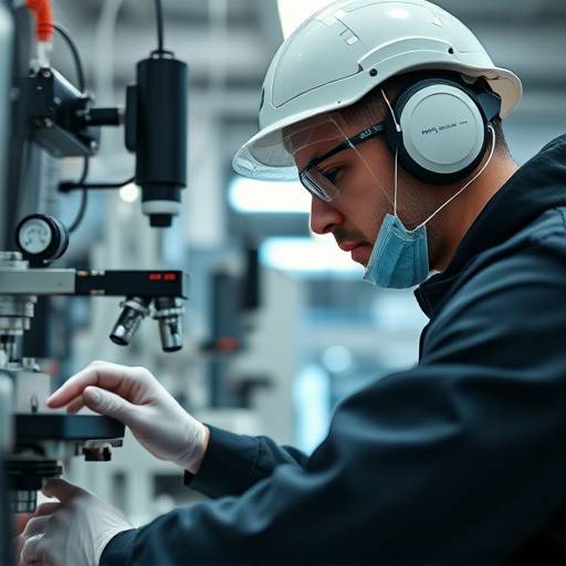 Un plano cercano de una ingeniera trabajando en un laboratorio de alta tecnología para un video corporativo de InnovaTech.